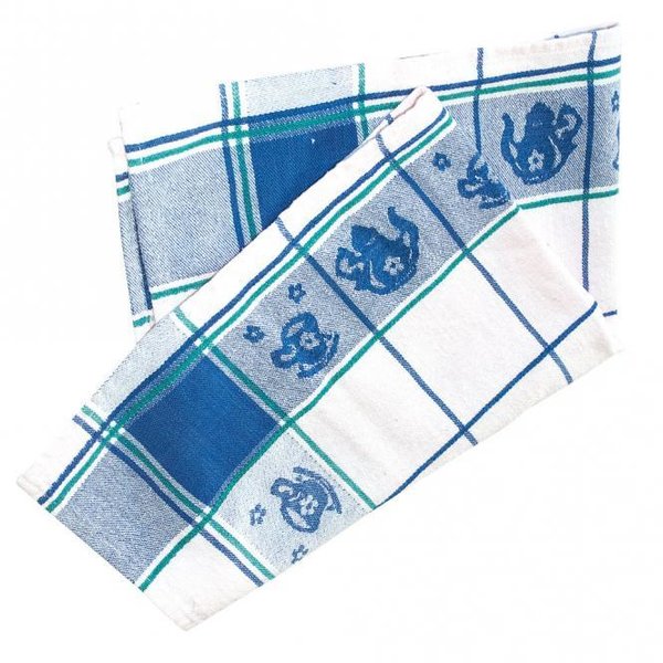 Geschirrtuch LANDHAUS, weiß-blau, 70 x 50 cm, 10 x 3 Stück