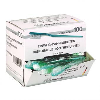 Mediware Einmal-Zahnbürsten mit Zahnpulver 100 Stück