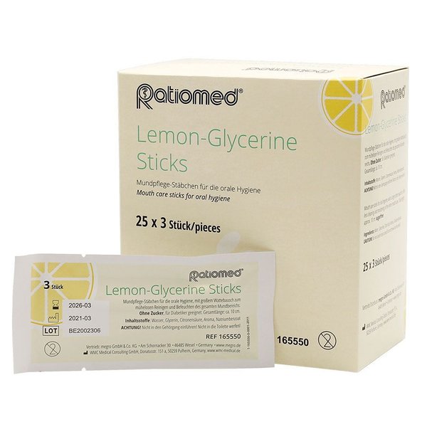 Lemon-Glycerine Sticks ratiomed (25 x 3 Stck.), 1 Packung