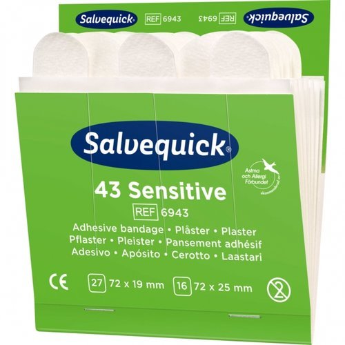 Salvequick Sensitive Pflaster / 43 Sensitive Refill / Nachfüllpaket, 6 x 43 Pflaster