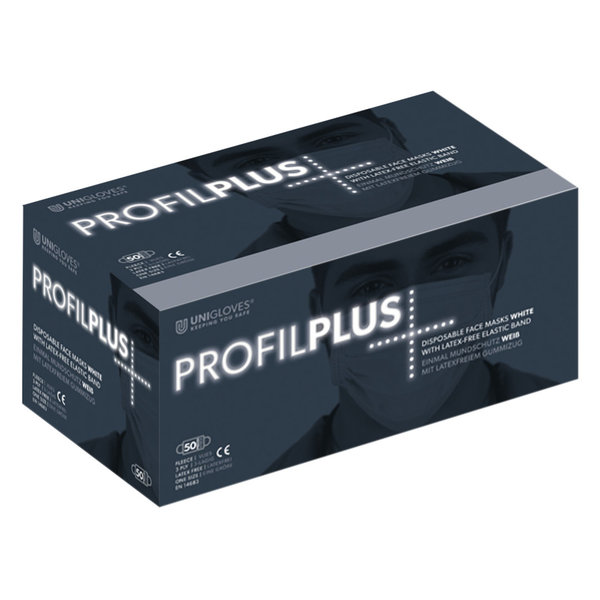 Unigloves PROFIL PLUS OP-Mundschutz, schwarz, eine Box 50 Stück